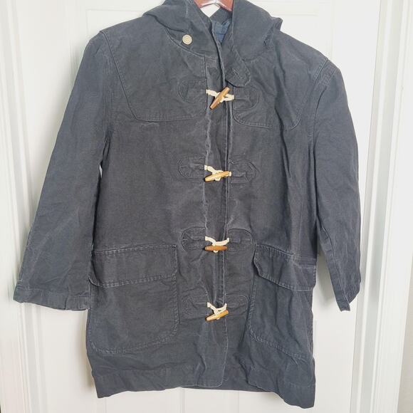 Calvin Klein Jacket Womens Medium Black Hooded Toggle Duffle Made USA Cotton - Picture 1 of 15